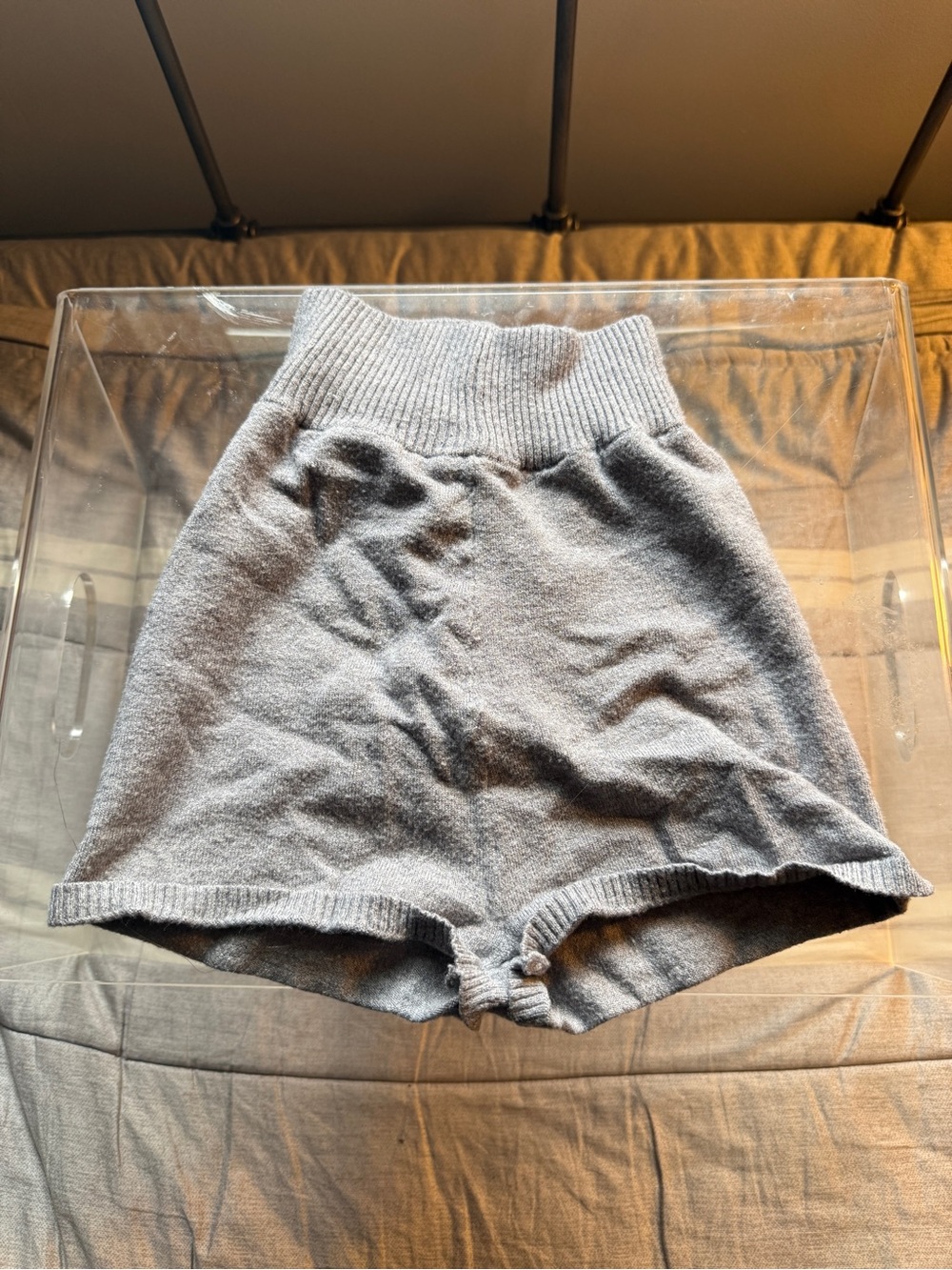 Capezio Light Gray High-Waist Knit Shorts